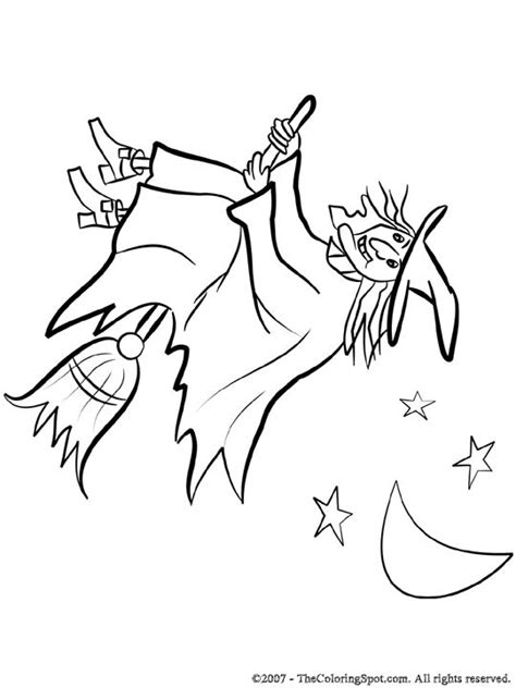 witch flying broom coloring page audio stories  kids