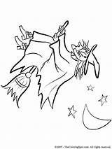 Witch Broom Flying Coloring sketch template