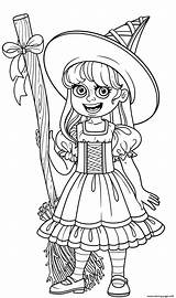 Coloriage Halloween Sorciere Costume Witches Magie Aime Broomstick Imprimer sketch template