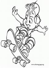 Alvin Coloring Chipmunks Pages Skateboarding Colouring Having Character Fun Main Cute Movie sketch template