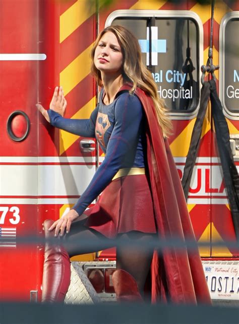 Melissa Benoist Supergirl Set Photos In Los Angeles July