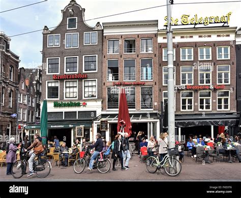 rembrandtplein rembrandt square amsterdam netherlands nightlife stock photo  alamy
