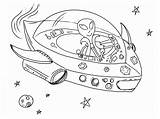 Coloring Spaceship Pages Kids Printable Alien sketch template