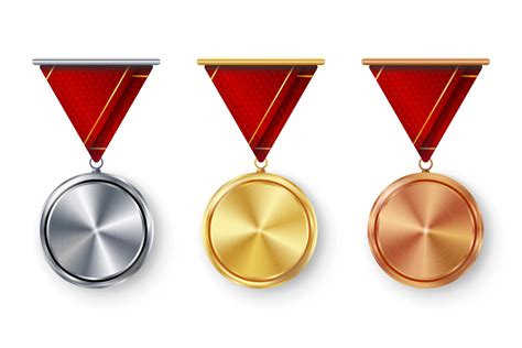 champion medals blank set vector metal realistic