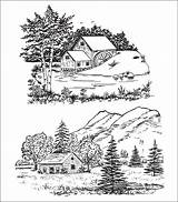 Heartfelt Creations Isola Landscape Scenic Cling Woodburning Adultos Adulti sketch template