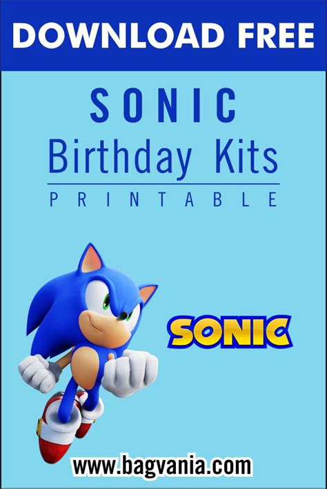 printable sonic  hedgehog birthday party kits template