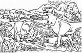 Triceratops Tyrannosaurus Colouring Dinosaur Attacking sketch template