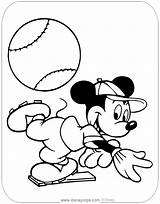 Mickey Baseball Coloring Mouse Pages Disneyclips Pdf Throwing sketch template