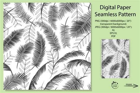 palm leaves digital paper pattern plant illustration