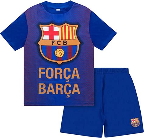 fc barcelona pyjama met korte broek voor jongens officieel clubcadeau blauw   jaar