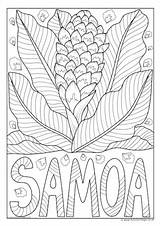 Colouring Samoa Flower National Pages Papua Guinea Flowers Kids sketch template