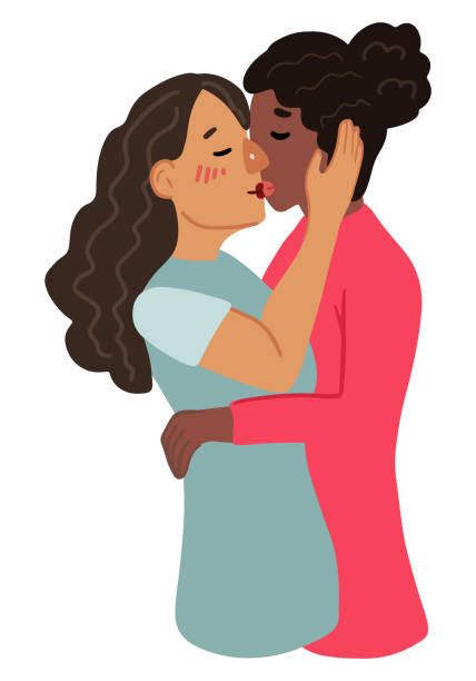 Cartoon Of The Black Lesbian Kissing Illustrations Royalty Free Vector
