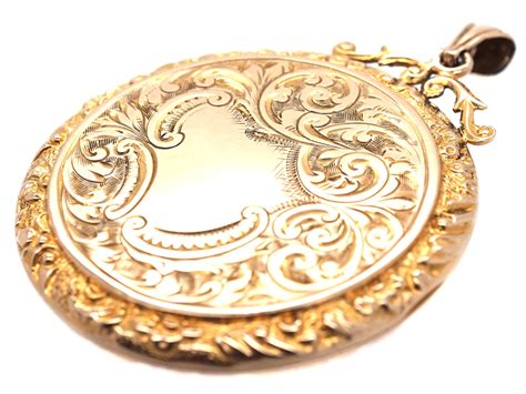 ct gold large  locket pendant  antique jewellery company