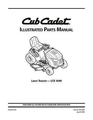 cub cadet parts manual model  ltx  ebay