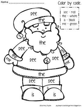 christmas color  sight word freebie  mrspayton tpt