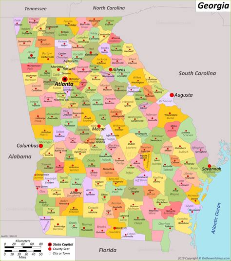 georgia state map usa maps  georgia ga