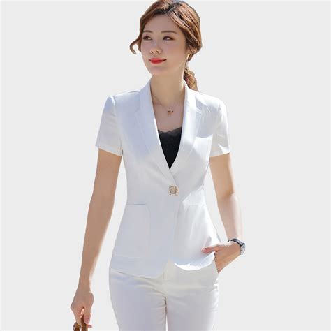 Spring Summer Coat Women 2019 Short Sleeve Single Button Slim White