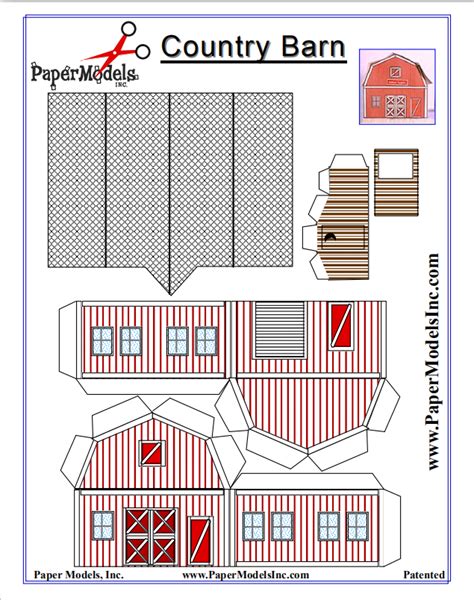 country barn  paper models