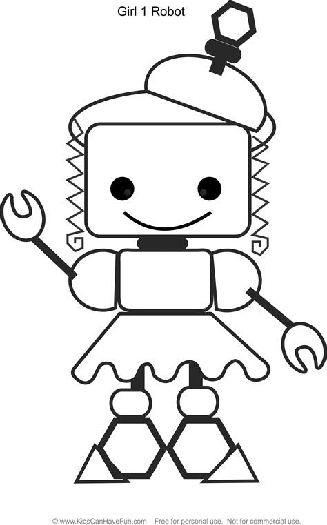 robot girl  coloring page http www kidscanhavefun  robot coloring
