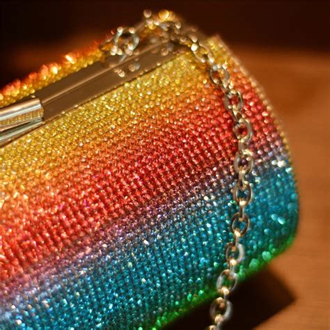 rainbow rhinestone purse evening bags  women luxury party etsy