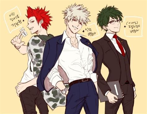 Midoriya Izuku Katsuki Bakugou Kirishima Eijirou Boku No Hero Hot Sex