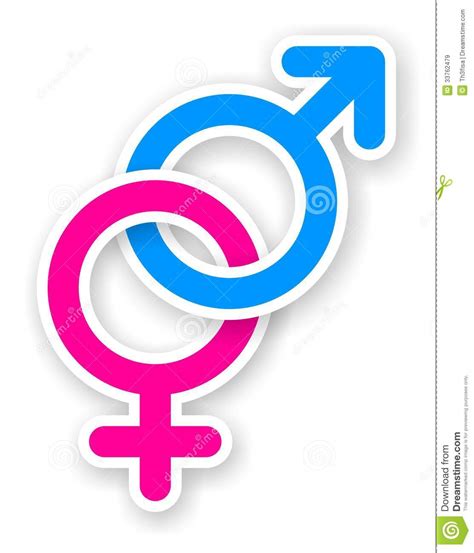 sticker of pink and blue female and male sex symbol royalty free stock