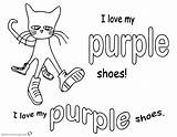 Shoes Pete Cat Coloring Purple Pages Printable Color Kids sketch template