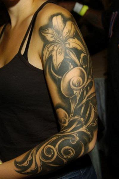 Tattoo Ideas Live Orchid And Swirls Sleeve Tattoo