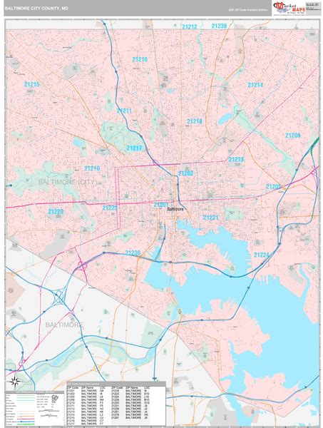 Baltimore City County Md Zip Code Maps Premium