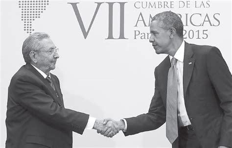 Us President Barack Obama Shakes Hands With Cuba S