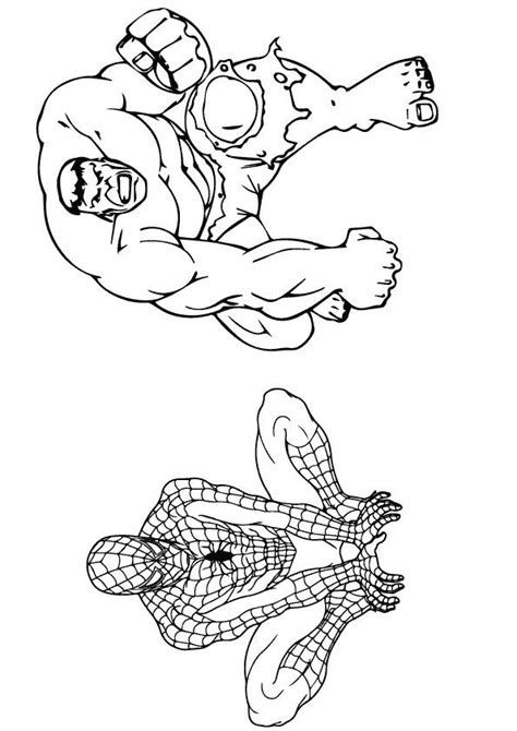 printable hulk spiderman coloring picture assignment sheets
