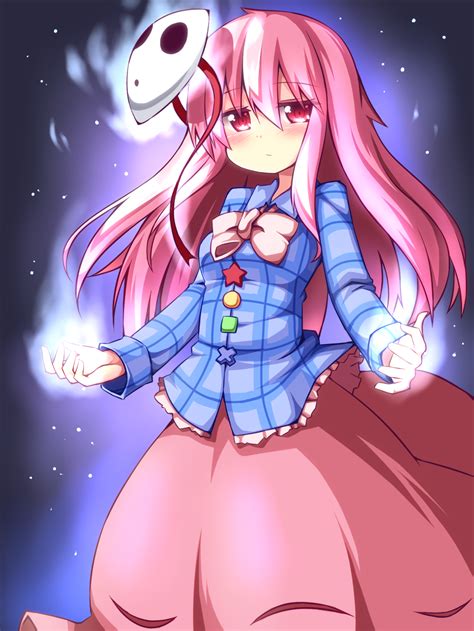 hata no kokoro and shy guy touhou and 1 more drawn by