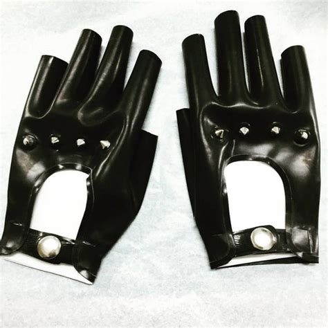 tipless latex biker gloves with spiked knuckles by