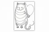 Cat Coloring Heart Big Pages sketch template