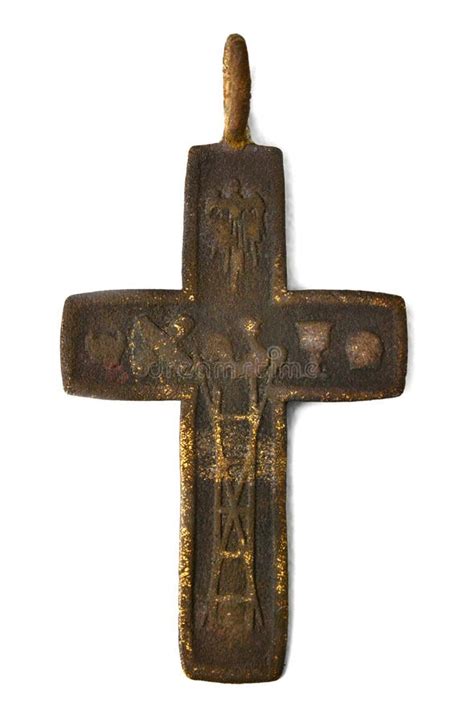 authentic   ancient small cross stock photo image