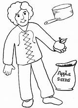 Appleseed Johnny Coloring Pages Printable Color Kids Clip Sheets Activities Apple Song Friday Clipart Cliparts Paper Legend Preschool Cartoon Choose sketch template