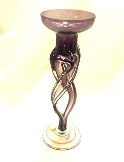 Purple Twisted Hand Blown Candle Holder Igd Made In Poland Hand Blown