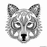 Coloring Pages Wolf Adults Adult Stress Anti Print Printable Vector Color Detailed Mask Ornamental Colouring Head Amulet Zentangled Mascot Ethnic sketch template