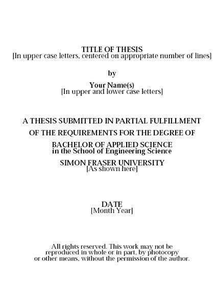 master thesis proposal sample  front page