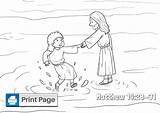 Water Walks Coloring Jesus Peter Pages Kids Matthew Take Niv sketch template