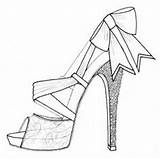High Coloring Shoe Heel Shoes Drawing Pages Sapatos Fashion Sketches Para Heels Color Drawings Zapatos Illustration Desenhos Pintar Printable Sketch sketch template