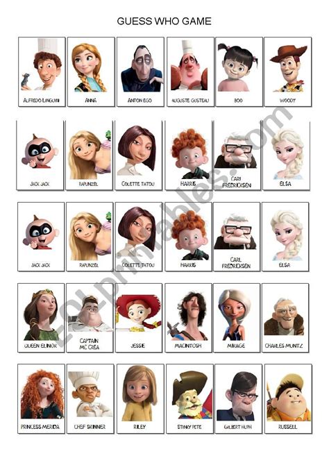 guess  boardgame   characters worksheet  esl guess