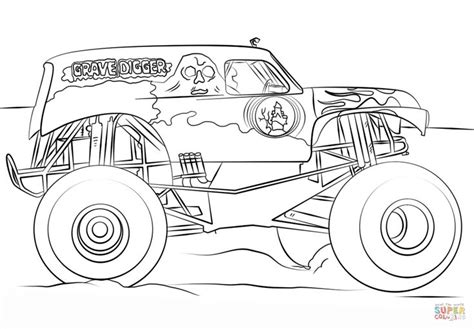 grave digger monster truck coloring page  printable coloring