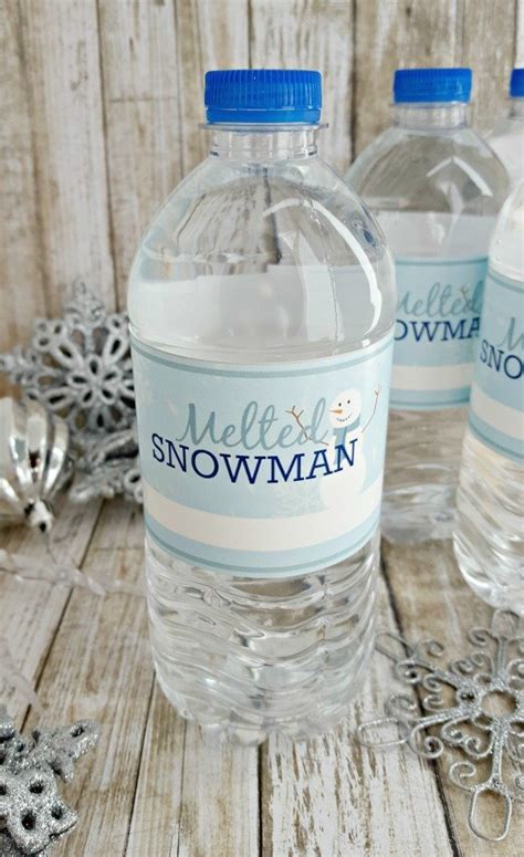 melted snowman water bottle labels diy printables   dinner