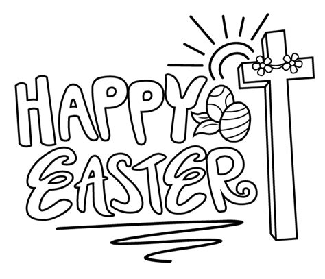 happy easter  cross coloring page  printable coloring pages