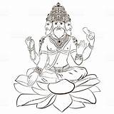 Brahma Hindu Vishnu Dieu Dio Shiva Gottes Hindischen Indou Indù Hinduism Folk Stier Kopf Illustrazioni sketch template
