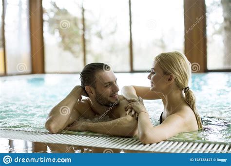 Loving Couple Relaxing In Hot Tub Stock Image Image Of Aqua