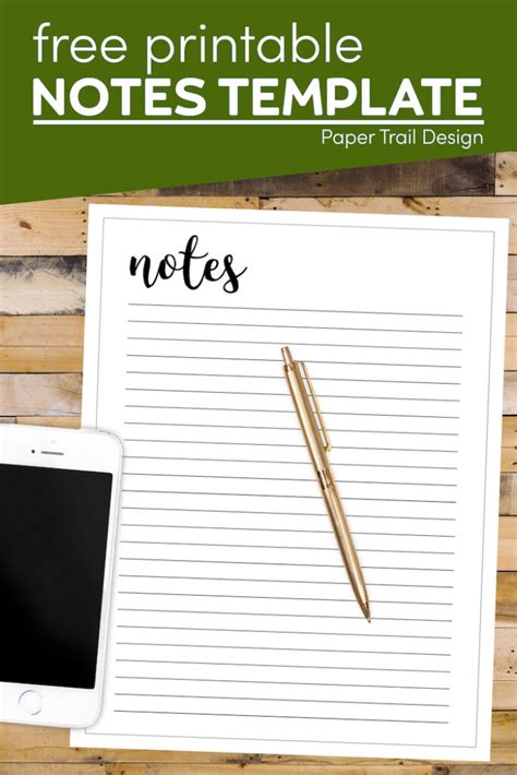 printable notes template paper trail design