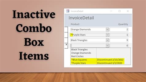 dealing  inactive items   combo box row source