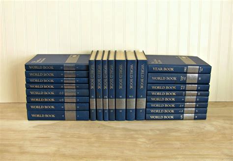 vintage  world book encyclopedia set blue book set blue decorative